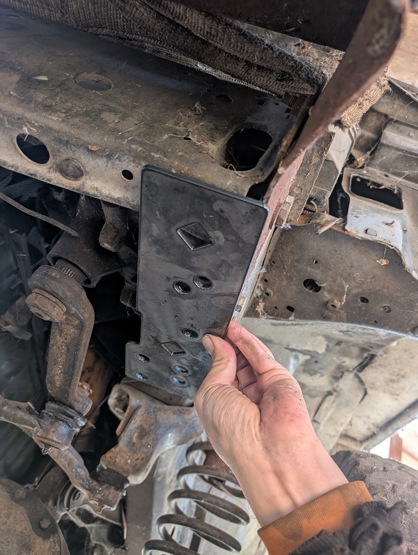Jeep Cherokee XJ Comanche MJ Bottom Steering Box Reinforcement Plate - Weld-On Unibody Support from Front Plate to Track Bar Mount